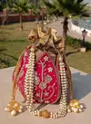 Wedding Wear Embroidered Lotus Dabka Shaped Potlies Catalog
